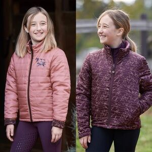 Kerrits Girl's Horse Equestrian Round Up Reversible Quilted Riding Jacket, Small